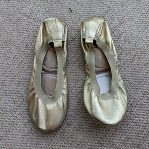 Yosi Samra gold foldable ballet flats